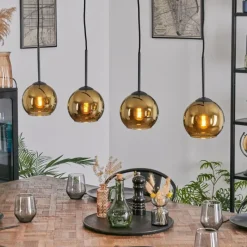 hofstein Koyoto Suspension, Boule lumineuse, Suspension Or, 4 lumières