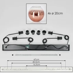 hofstein Koyoto Suspension Clair, Cuivré, 4 lumières