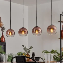 hofstein Koyoto Suspension Clair, Cuivré, 4 lumières