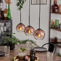 hofstein Koyoto Suspension Clair, Cuivré, 3 lumières