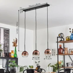 hofstein Koyoto Suspension Clair, Cuivré, 3 lumières