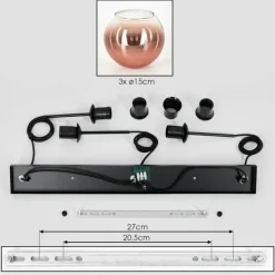 hofstein Koyoto Suspension Clair, Cuivré, 3 lumières