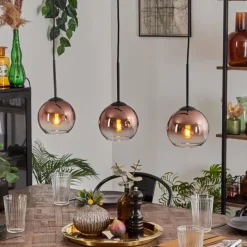 hofstein Koyoto Suspension Clair, Cuivré, 3 lumières