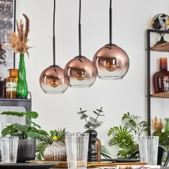 hofstein Koyoto Suspension Clair, Cuivré, 3 lumières