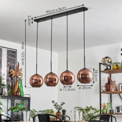 hofstein Koyoto Suspension Cuivré, 4 lumières