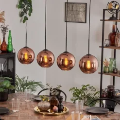 hofstein Koyoto Suspension Cuivré, 4 lumières