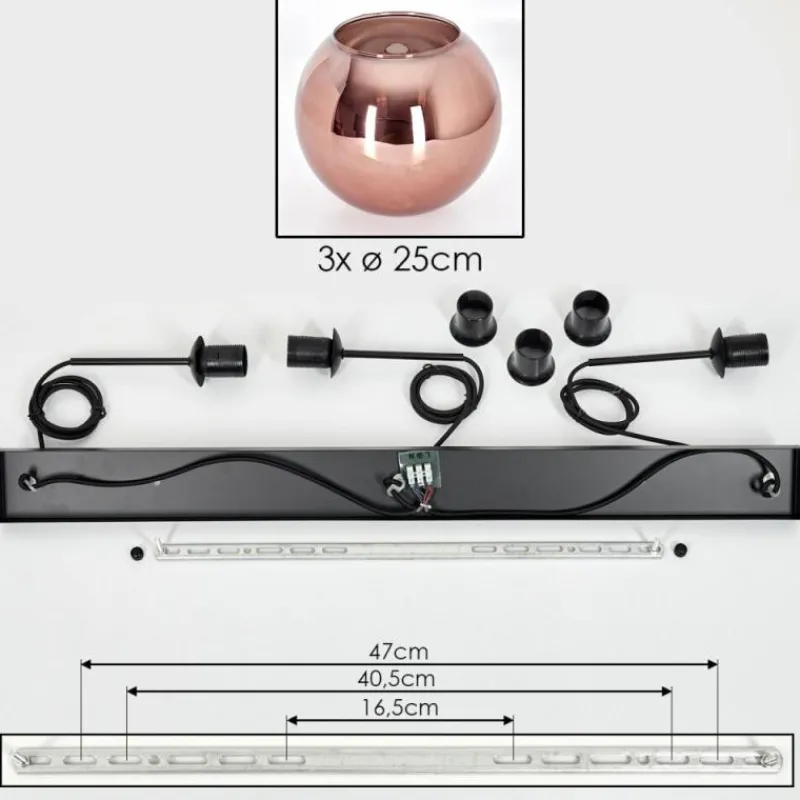 hofstein Koyoto Suspension Noir, 3 lumières