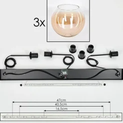 hofstein Koyoto Suspension Noir, 3 lumières