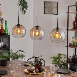 hofstein Koyoto Suspension Noir, 3 lumières