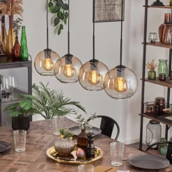 hofstein Koyoto Suspension Noir, 4 lumières