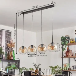 hofstein Koyoto Suspension Noir, 4 lumières