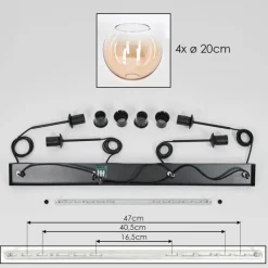 hofstein Koyoto Suspension Noir, 4 lumières