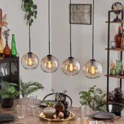 hofstein Koyoto Suspension Noir, 4 lumières