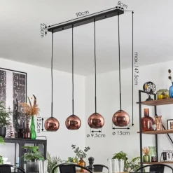 hofstein Koyoto Suspension Noir, 4 lumières