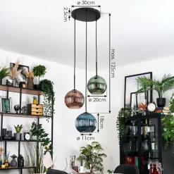 hofstein Koyoto Suspension Noir, 3 lumières