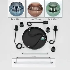 hofstein Koyoto Suspension Noir, 3 lumières