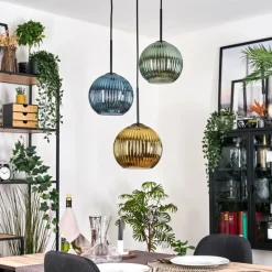 hofstein Koyoto Suspension Noir, 3 lumières