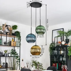 hofstein Koyoto Suspension Noir, 3 lumières