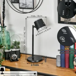 hofstein Krumstorp Lampe à poser, Applique murale, Liseuse LED Noir, 1 lumière