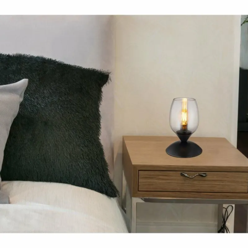 Suspension Verre Fumé-Luminaires Globo Lighting Kuwaita Lampe à poser Noir, 1 lumière