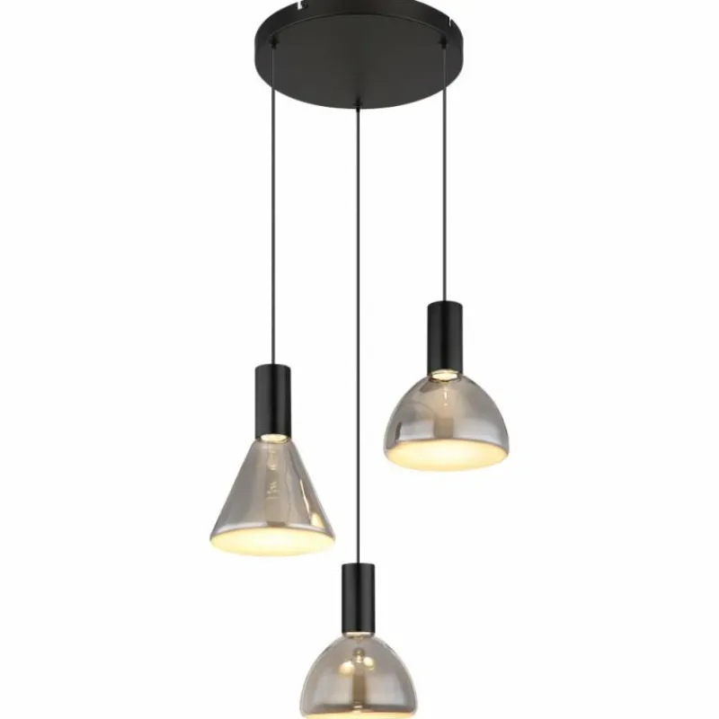 Suspension Verre Fumé-Luminaires Globo Lighting Labora Suspension LED Noir, 1 lumière