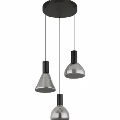 Suspension Verre Fumé-Luminaires Globo Lighting Labora Suspension LED Noir, 1 lumière