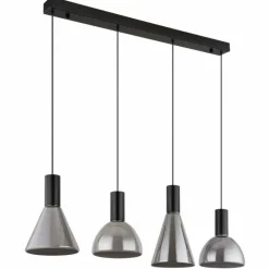 Suspension Verre Fumé-Luminaires Globo Lighting Labora Suspension LED Noir, 1 lumière