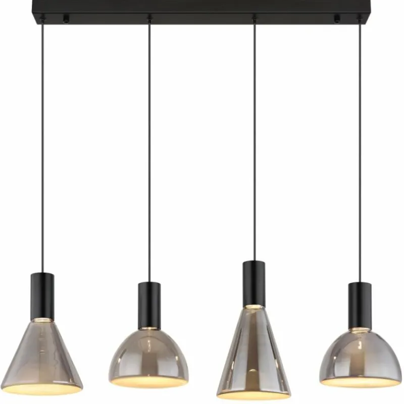 Suspension Verre Fumé-Luminaires Globo Lighting Labora Suspension LED Noir, 1 lumière