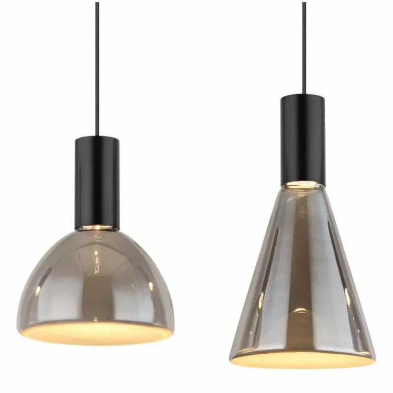 Suspension Verre Fumé-Luminaires Globo Lighting Labora Suspension LED Noir, 1 lumière