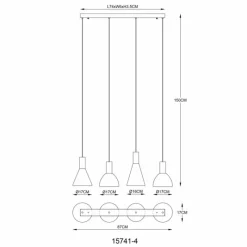 Suspension Verre Fumé-Luminaires Globo Lighting Labora Suspension LED Noir, 1 lumière