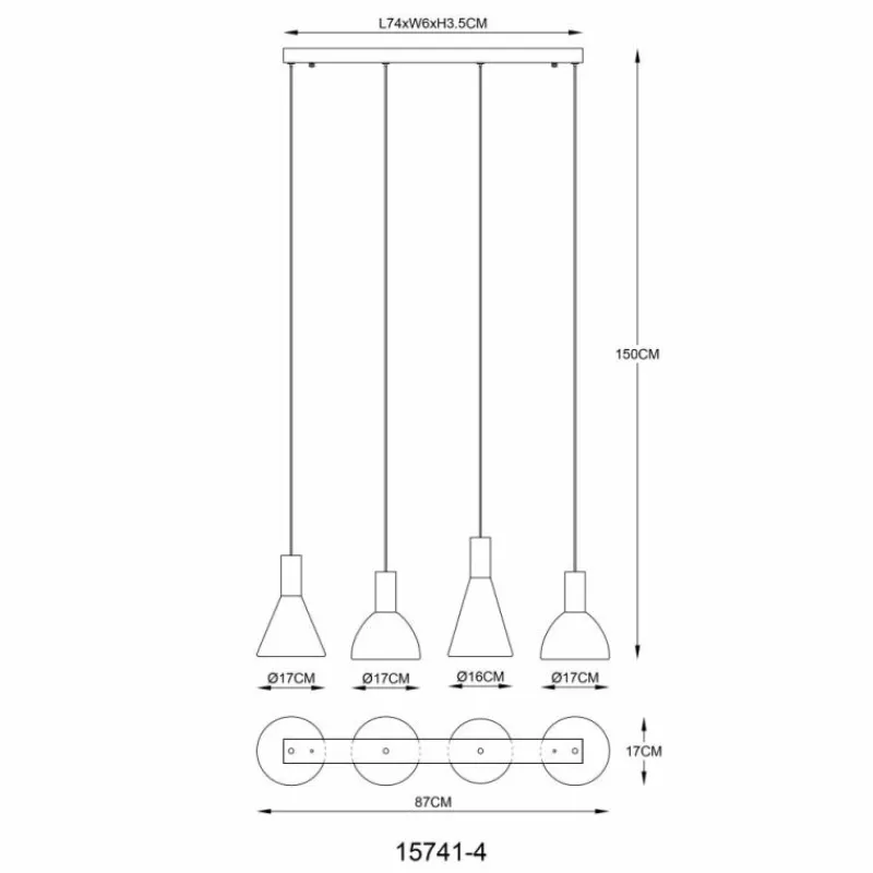 Suspension Verre Fumé-Luminaires Globo Lighting Labora Suspension LED Noir, 1 lumière