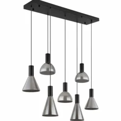 Suspension Verre Fumé-Luminaires Globo Lighting Labora Suspension LED Noir, 1 lumière