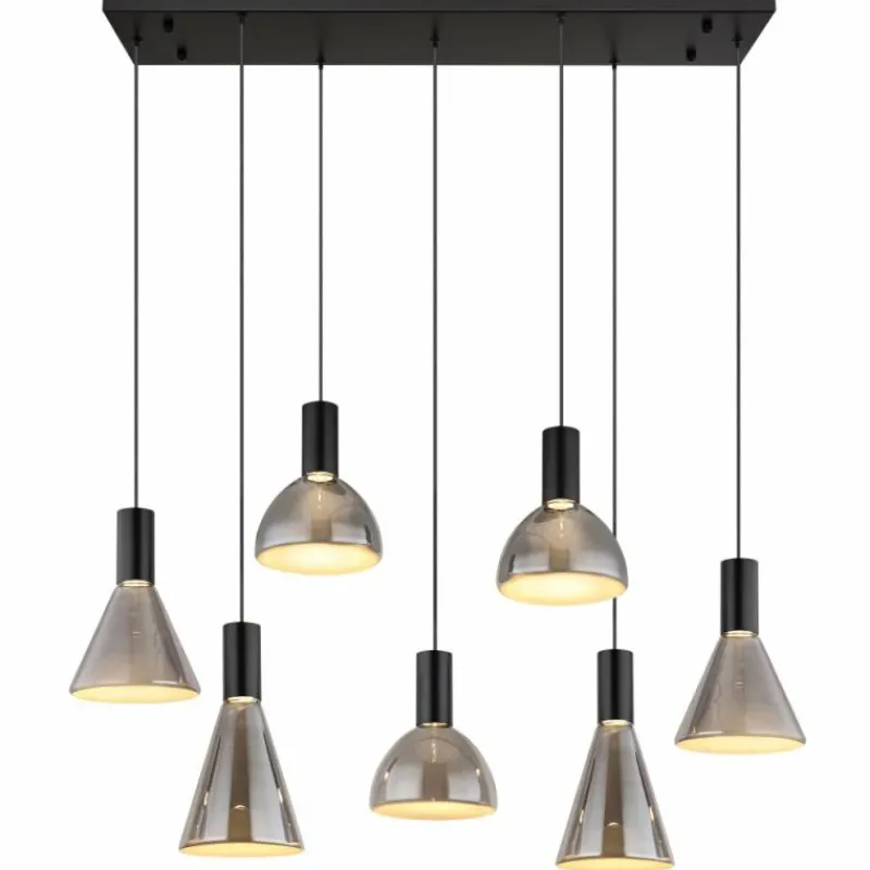 Suspension Verre Fumé-Luminaires Globo Lighting Labora Suspension LED Noir, 1 lumière