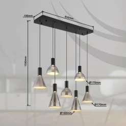 Suspension Verre Fumé-Luminaires Globo Lighting Labora Suspension LED Noir, 1 lumière