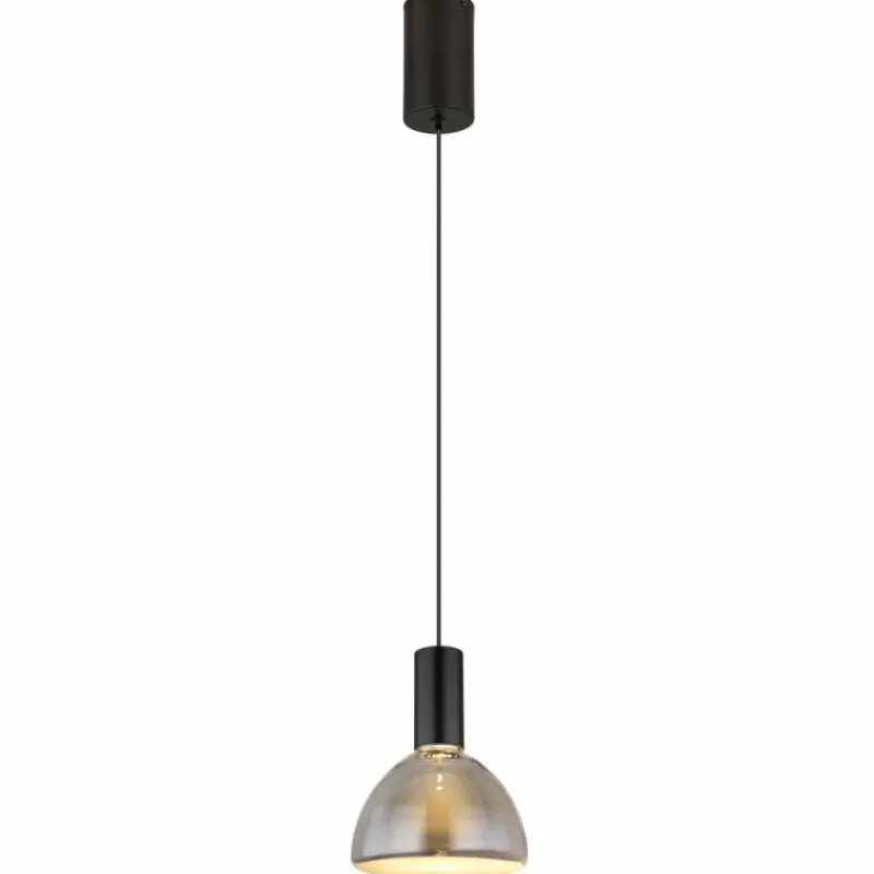 Suspension Verre Fumé-Luminaires Globo Lighting Labora Suspension LED Noir, 1 lumière