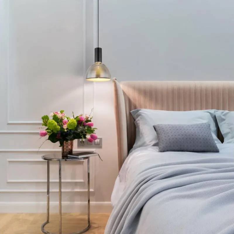 Suspension Verre Fumé-Luminaires Globo Lighting Labora Suspension LED Noir, 1 lumière