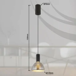 Suspension Verre Fumé-Luminaires Globo Lighting Labora Suspension LED Noir, 1 lumière