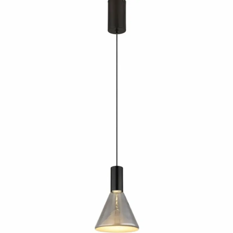 Suspension Verre Fumé-Luminaires Globo Lighting Labora Suspension LED Noir, 1 lumière