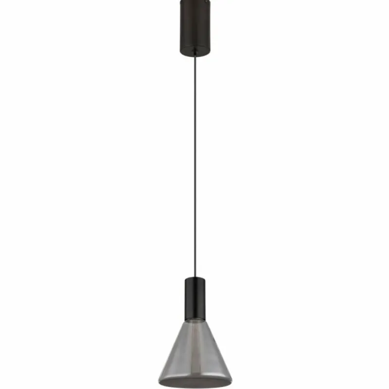 Suspension Verre Fumé-Luminaires Globo Lighting Labora Suspension LED Noir, 1 lumière