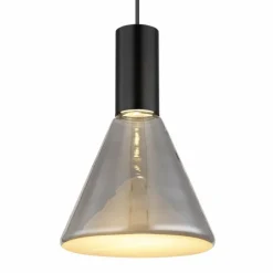 Suspension Verre Fumé-Luminaires Globo Lighting Labora Suspension LED Noir, 1 lumière
