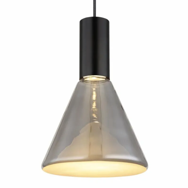Suspension Verre Fumé-Luminaires Globo Lighting Labora Suspension LED Noir, 1 lumière