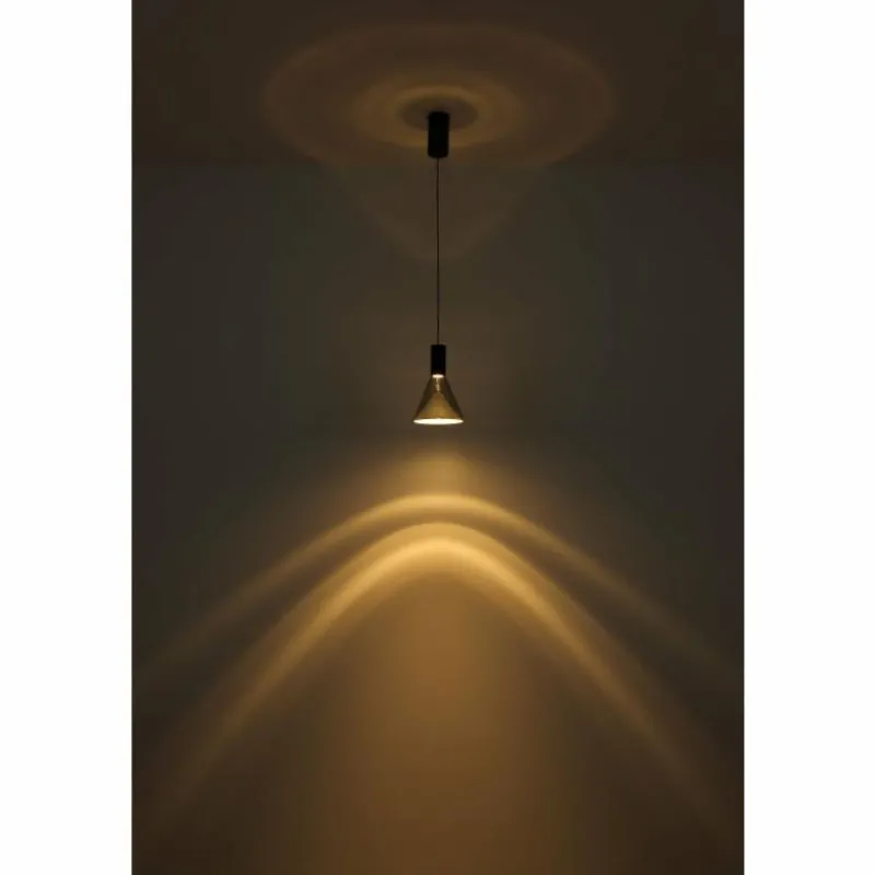 Suspension Verre Fumé-Luminaires Globo Lighting Labora Suspension LED Noir, 1 lumière