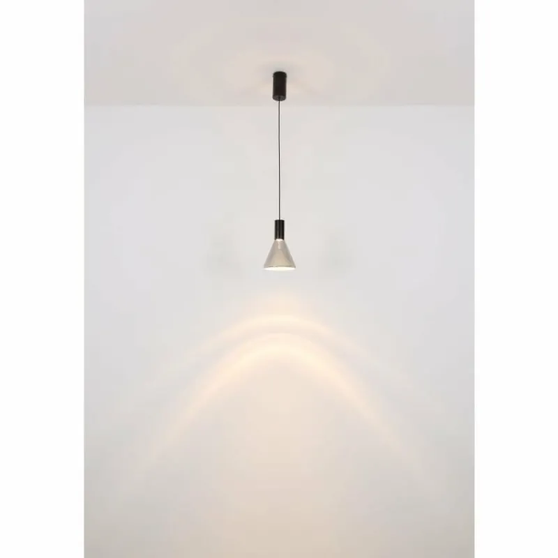 Suspension Verre Fumé-Luminaires Globo Lighting Labora Suspension LED Noir, 1 lumière