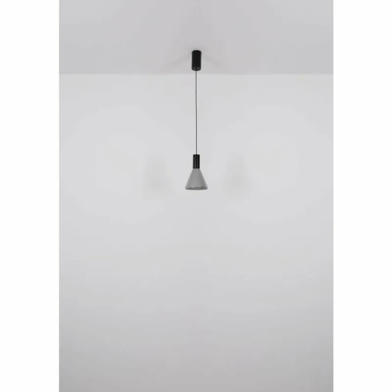 Suspension Verre Fumé-Luminaires Globo Lighting Labora Suspension LED Noir, 1 lumière