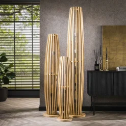 Lampes En Bois-hofstein Laceiras Lampadaire Écru, 3 lumières