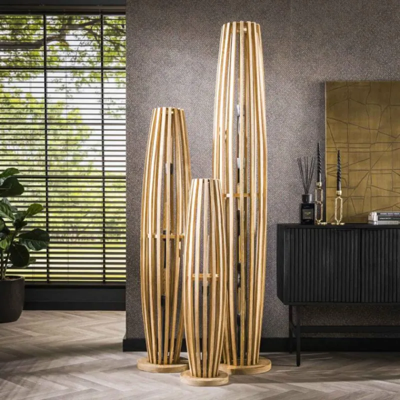 Lampes En Bois-hofstein Laceiras Lampadaire Écru, 3 lumières