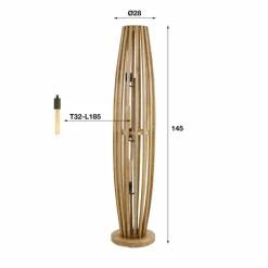 Lampes En Bois-hofstein Laceiras Lampadaire Écru, 3 lumières