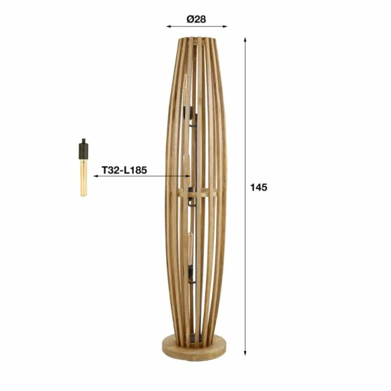 Lampes En Bois-hofstein Laceiras Lampadaire Écru, 3 lumières