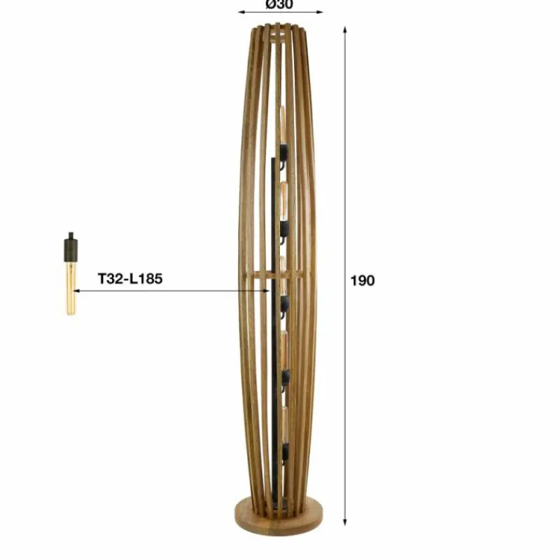 Lampes En Bois-hofstein Laceiras Lampadaire Écru, 5 lumières