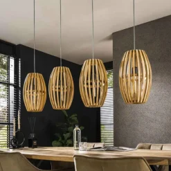 Lampes En Bois-hofstein Laceiras Suspension Écru, 4 lumières